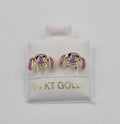 14K Gold Cute Pink Earring by Hebron J.