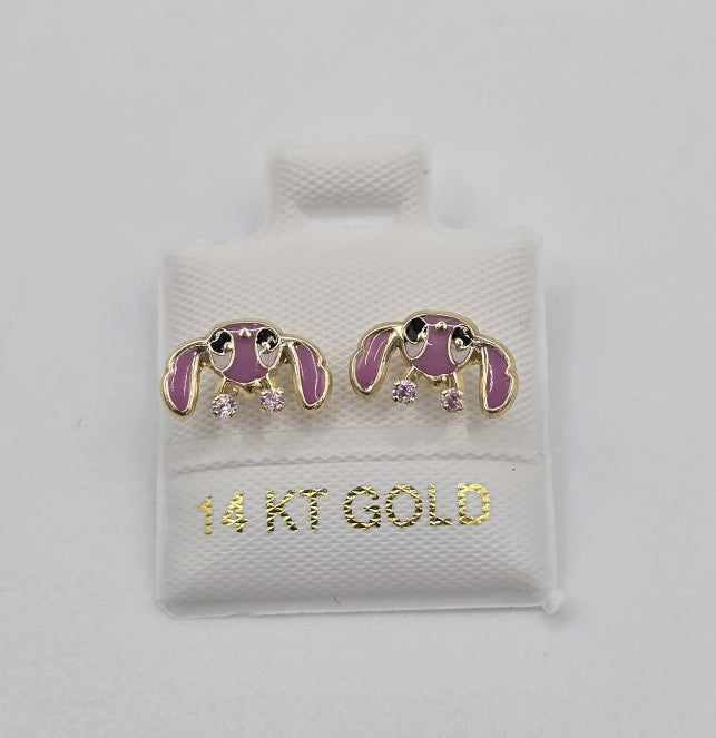 14K Gold Cute Pink Earring by Hebron J.