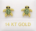 14K Gold Green Turtle Earring by Hebron J.