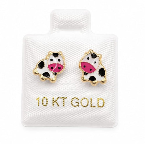 10K Gold Cow Earrings by Hebron J.