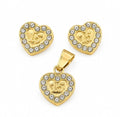 14K Gold Set of 15 Year Earrings and Pendant by Hebron J.