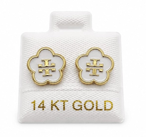 14K Gold TT Flower Earrings by Hebron J.
