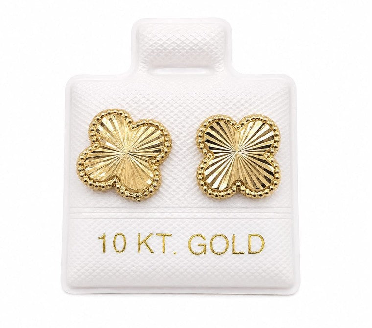 10K Gold Medium Flower with Screw Backs by Hebron J.