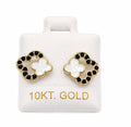 10K Gold Small White Flower around a Black Flower Outline by Hebron J.