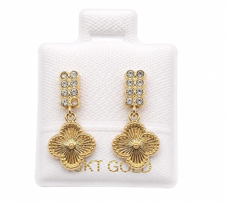 14K Gold Hanging Flower with Screw Back by Hebron J.