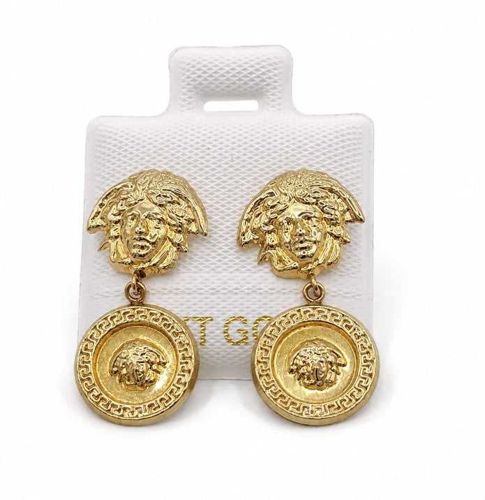 14K Gold Hanging Designers Earring with Screw Back by Hebron J.