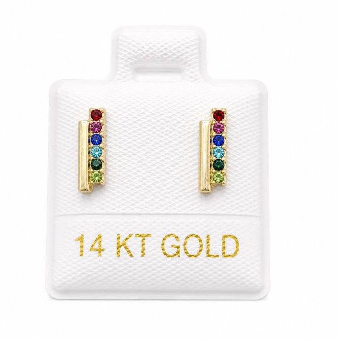 14K Gold Colorful Design Earring with Screw Back by Hebron J.