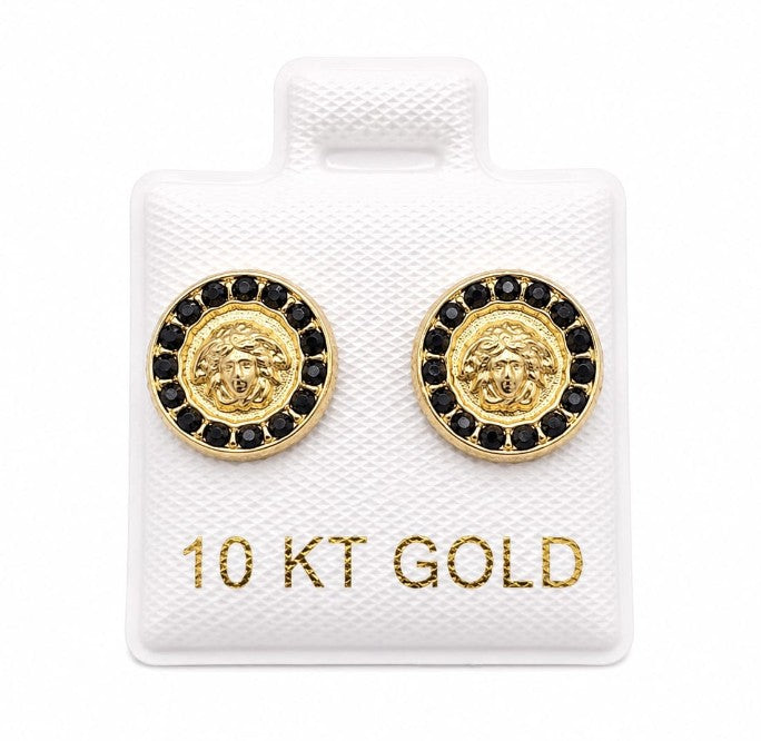 10K Gold Designer Round Earring with Screw Back by Hebron J.