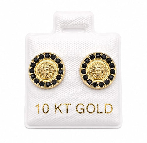 10K Gold Designer Round Earring with Screw Back by Hebron J.