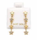 14K Gold 4-Star Hanging Earring with Screw Back by Hebron J.