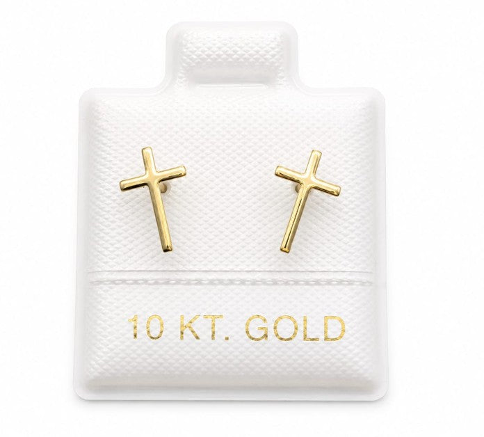 10K Gold Medium Cross Earring by Hebron J.