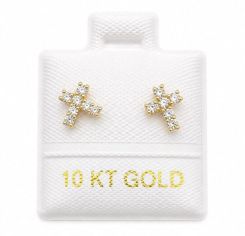10K Gold Sparkling Cross Small by Hebron J.