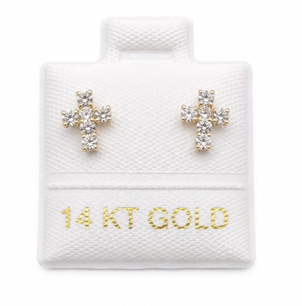 14K Gold Sparkling Cross Medium by Hebron J.