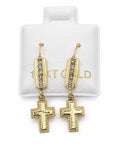 14K Gold Hanging Cross Earring w Latch by Hebron J.