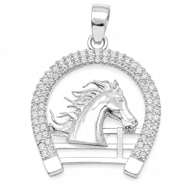 925 Sterling Silver Lucky Horse Shoe Pendant by Hebron J.
