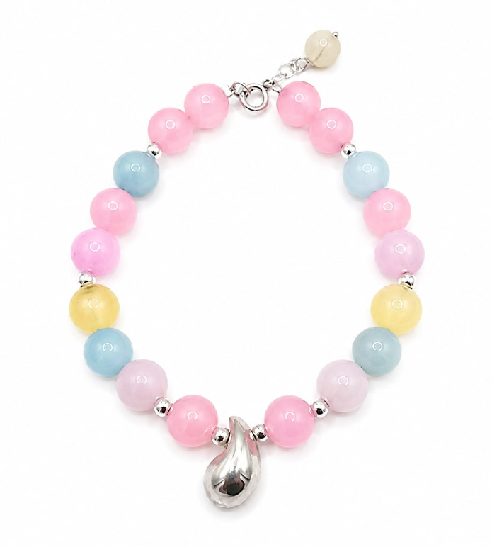 Pastel Beaded Loop with Silver Charm Bracelet by Hebron J.