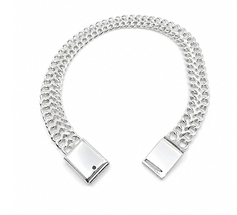 Sterling Silver 925 Polished Curb Chain Bracelet 7 inches by Hebron J.