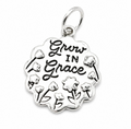 Sterling Silver 925 Grow in Grace Floral Charm by Hebron J.