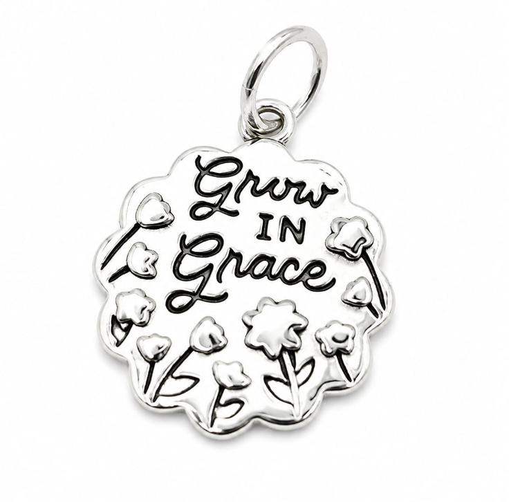 Sterling Silver 925 Grow in Grace Floral Charm by Hebron J.