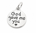 Sterling Silver 925 Engraved God Gave Me You charm by Hebron J.