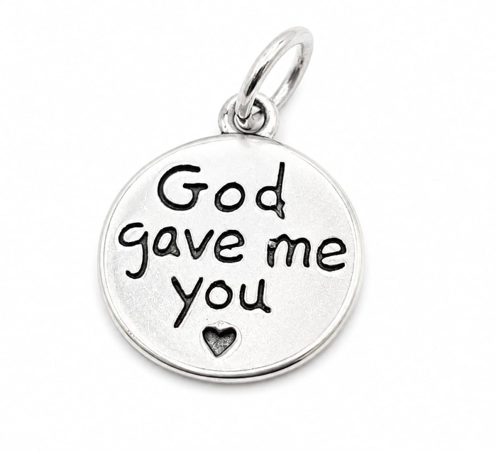 Sterling Silver 925 Engraved God Gave Me You charm by Hebron J.