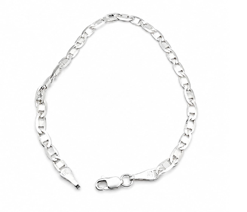 Sterling Silver 925 Figaro Bracelet 7 inch by Hebron J.