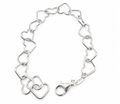 Sterling Silver 925 Polished Heart Link Bracelet 7 inches by Hebron J.
