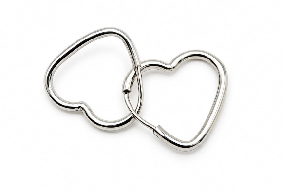 Sterling Silver 925 Small Heart Hoop Earring by Hebron J.