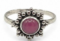 Multicolor Natural Stone 925 Sterling Silver Round Adjustable Ring by Hebron J.