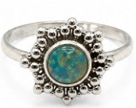 Multicolor Natural Stone 925 Sterling Silver Round Adjustable Ring by Hebron J.