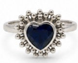 Multicolor Natural Stone 925 Sterling Silver Heart Design Adjustable Ring by Hebron J.