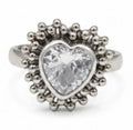 Multicolor Natural Stone 925 Sterling Silver Heart Design Adjustable Ring by Hebron J.