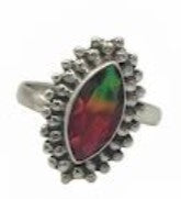 Multicolor Natural Stone 925 Sterling Silver Adjustable Ring by Hebron J.