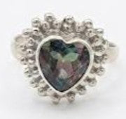 Multicolor Natural Stone 925 Sterling Silver Heart Design Adjustable Ring by Hebron J.