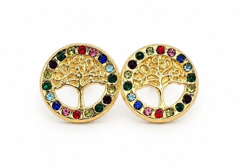 14K Gold Round Tree Earring by Hebron J.