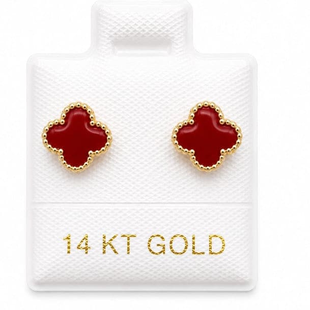 14K Gold Medium Colored Flowers with Screw Backs by Hebron J.
