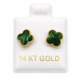 14K Gold Medium Colored Flowers with Screw Backs by Hebron J.