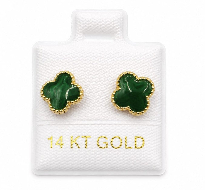 14K Gold Medium Colored Flowers with Screw Backs by Hebron J.