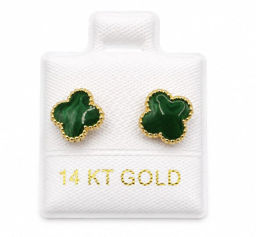 14K Gold Medium Colored Flowers with Screw Backs by Hebron J.