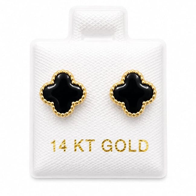 14K Gold Medium Colored Flowers with Screw Backs by Hebron J.