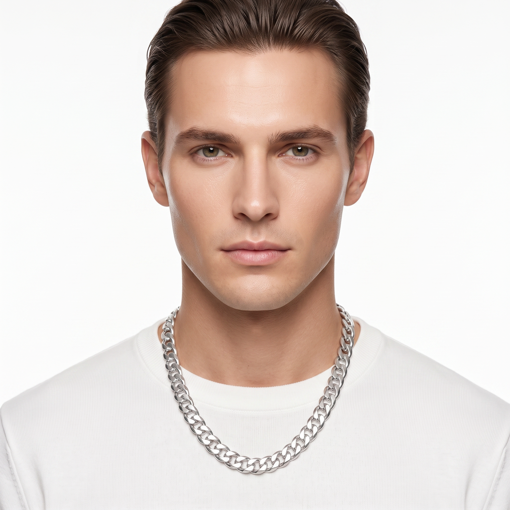 8mm Cuban 925 Silver Chain by Hebron J.